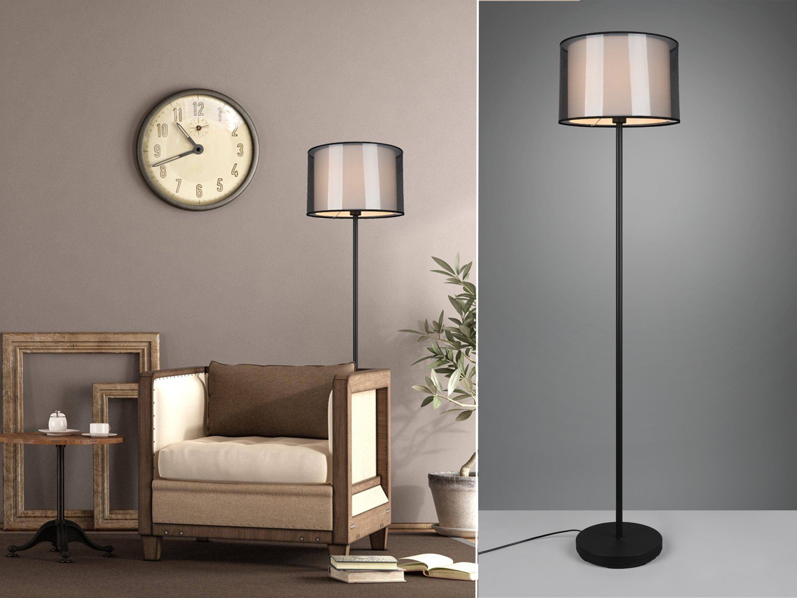 meineWunschleuchte LED Stehlampe, LED wechselbar, Warmweiß, ausgefallene Design-er Lampe dimmbar mit Stoff Lampen-schirm, H: 150cm