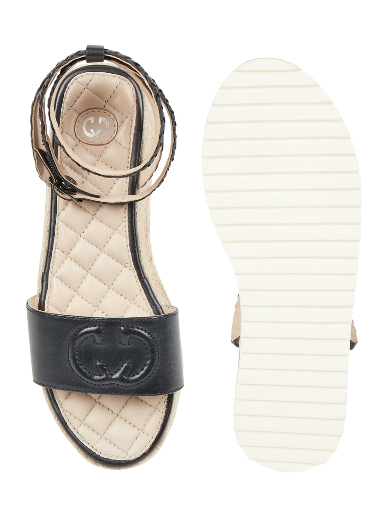Sandalen aus Leder mit Plateausohle Modell 'Bari' in schwarz