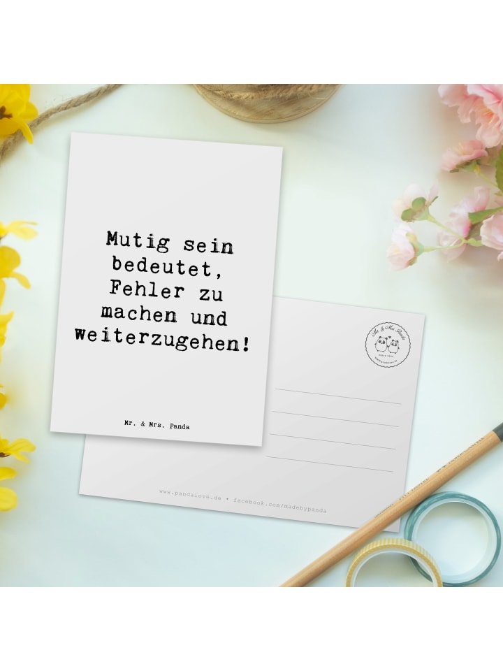 Mr. & Mrs. Panda Postkarte Spruch Fehler machen Lernen mit Spruch in Weiß günstig kaufen onesize