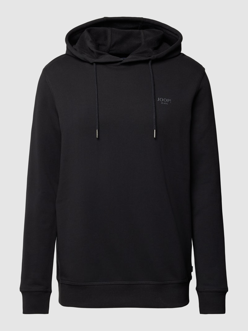 Hoodie mit Label-Print Modell 'Samuel' in schwarz