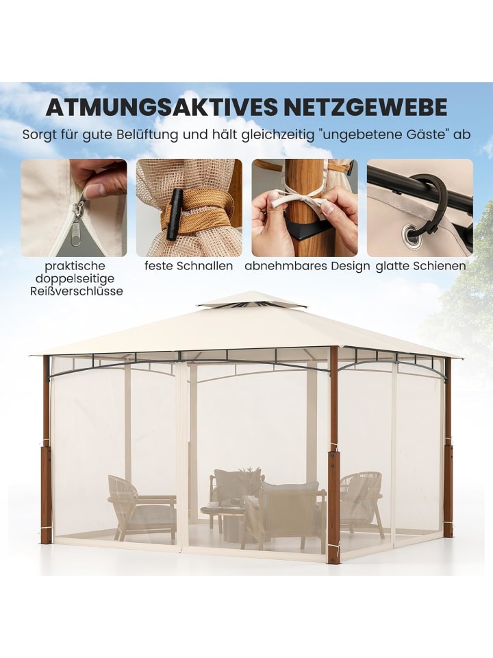 COSTWAY 3,6x3m Pavillon in Beige günstig kaufen onesize