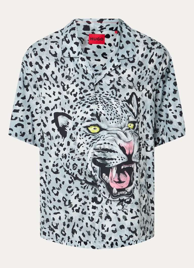 Camisa oversized HUGO BOSS Egeeno com estampa de leopardo