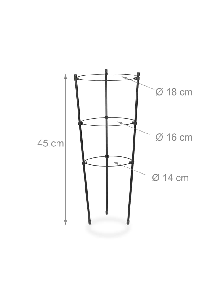 relaxdays 4 x Rankhilfe in Schwarz - (H)45 x Ø 22 cm günstig kaufen onesize