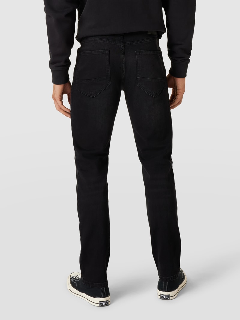 Jeans mit Label-Patch in dunkelgrau