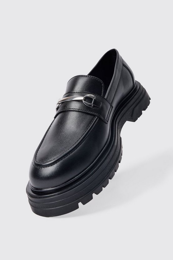 Klobige PU-Loafer mit Metall-Detail