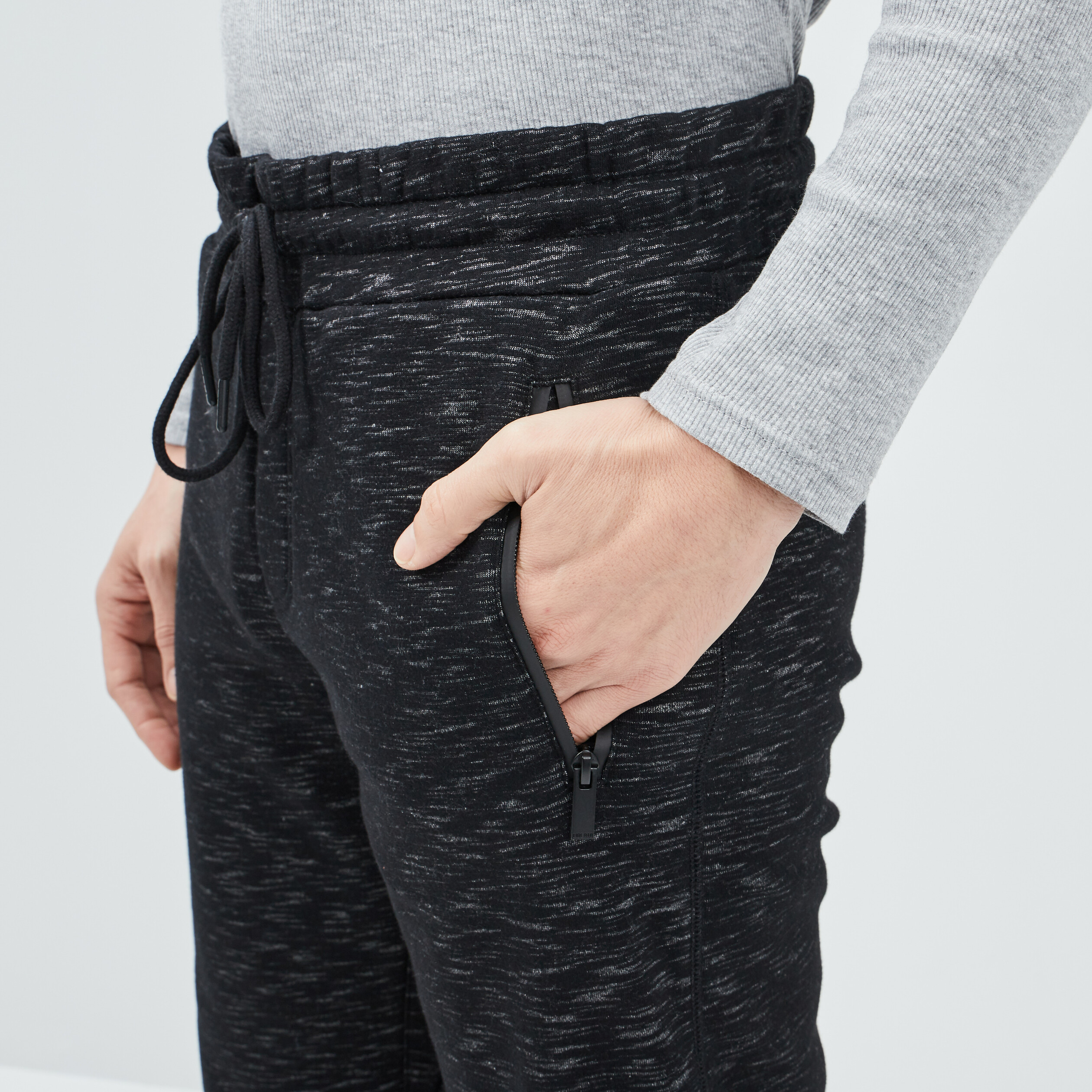 Pantalon jogging taille élastiquée noir homme | La Halle