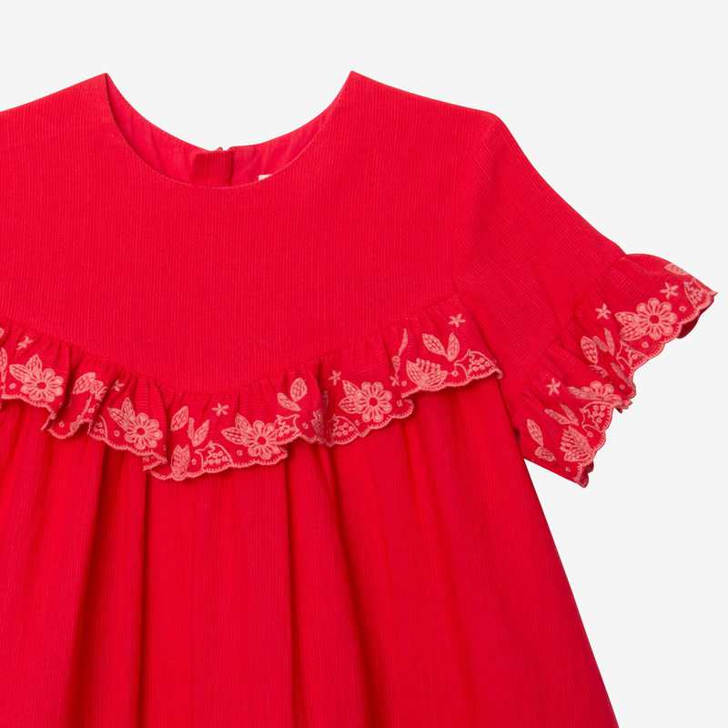 Robe fille volants brodés rose Catimini