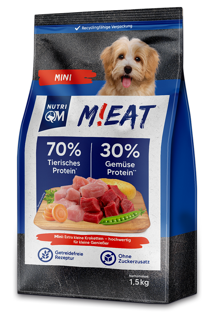 NutriQM Hundetrockenfutter NutriQM M!EAT Mini 5 x 1,5 kg