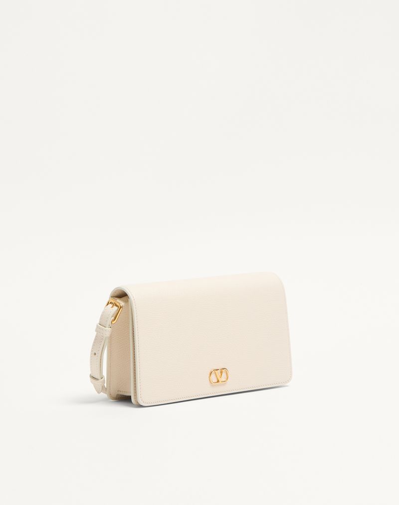 Mini Bolsa de Ombro VLogo Signature em Pele de Bezerro Granulada