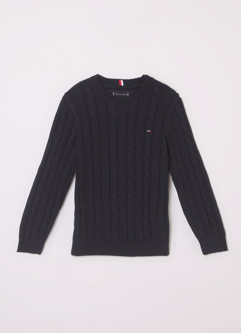 Tommy Hilfiger megztinis su kabelio formos raštu ir logotipu