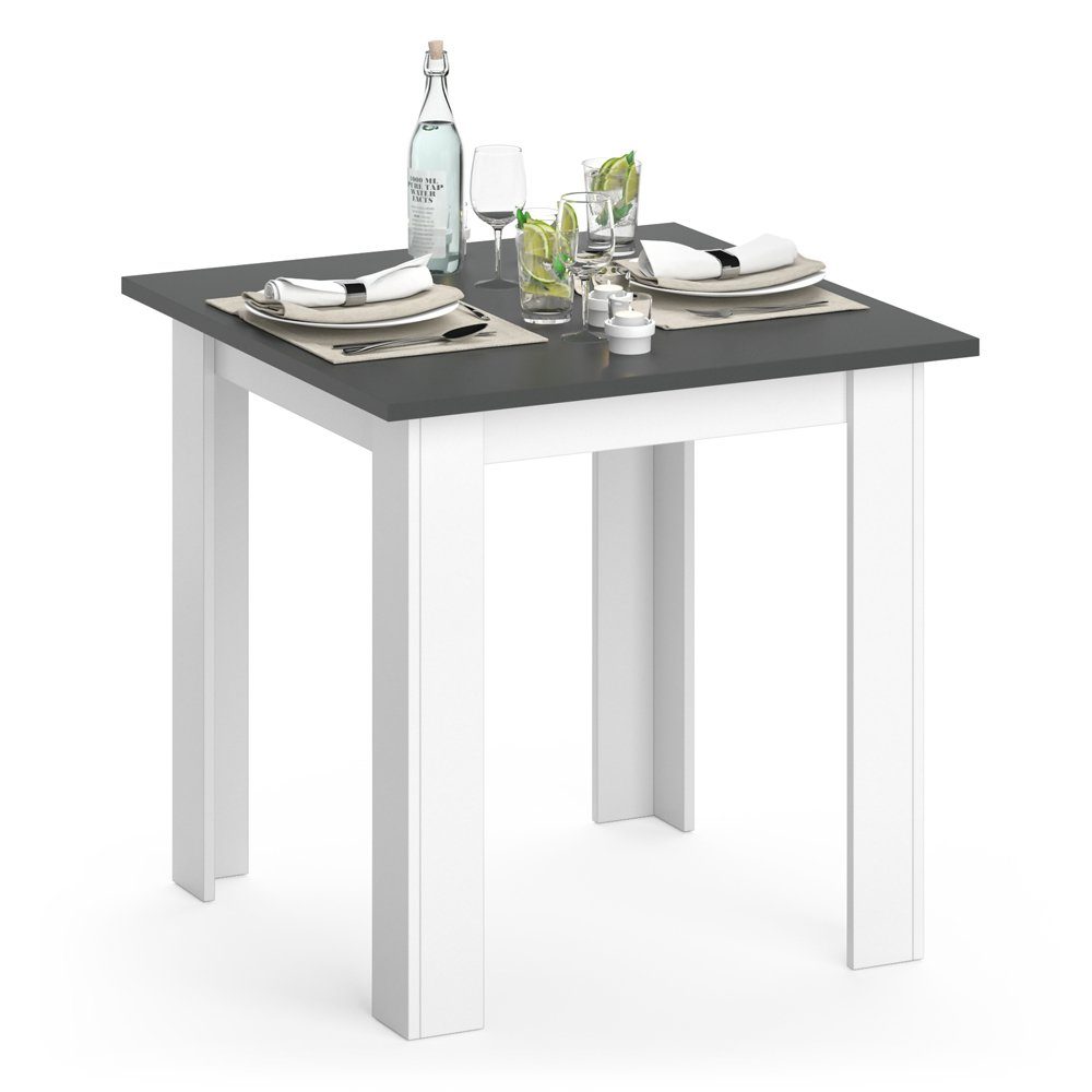 Vicco Esstisch Esszimmertisch Küchentisch KARLOS 80cm Weiß / Anthrazit