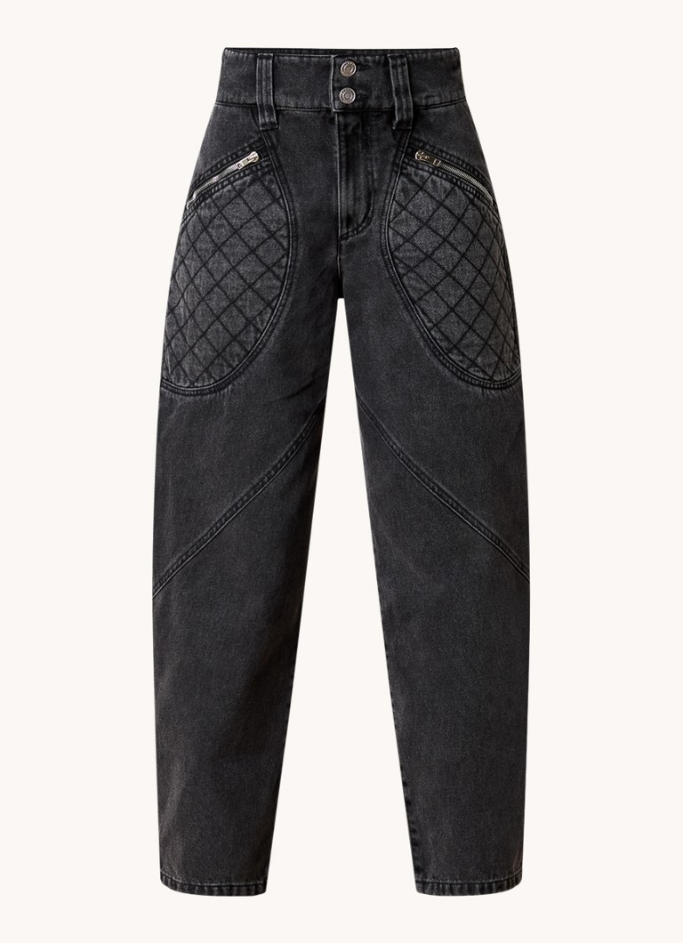 Jean matelassé taille haute coupe fuselée Isabel Marant Catarina avec poches zippées