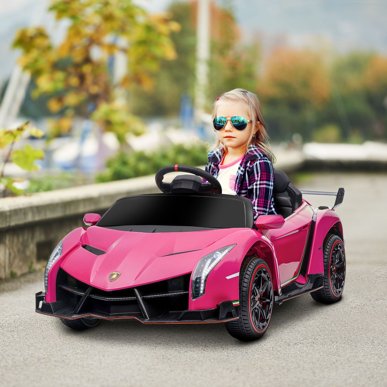 HOMCOM Kinder Elektroauto Kinderauto mit Anzeige, Fernbedienung, Bluetooth