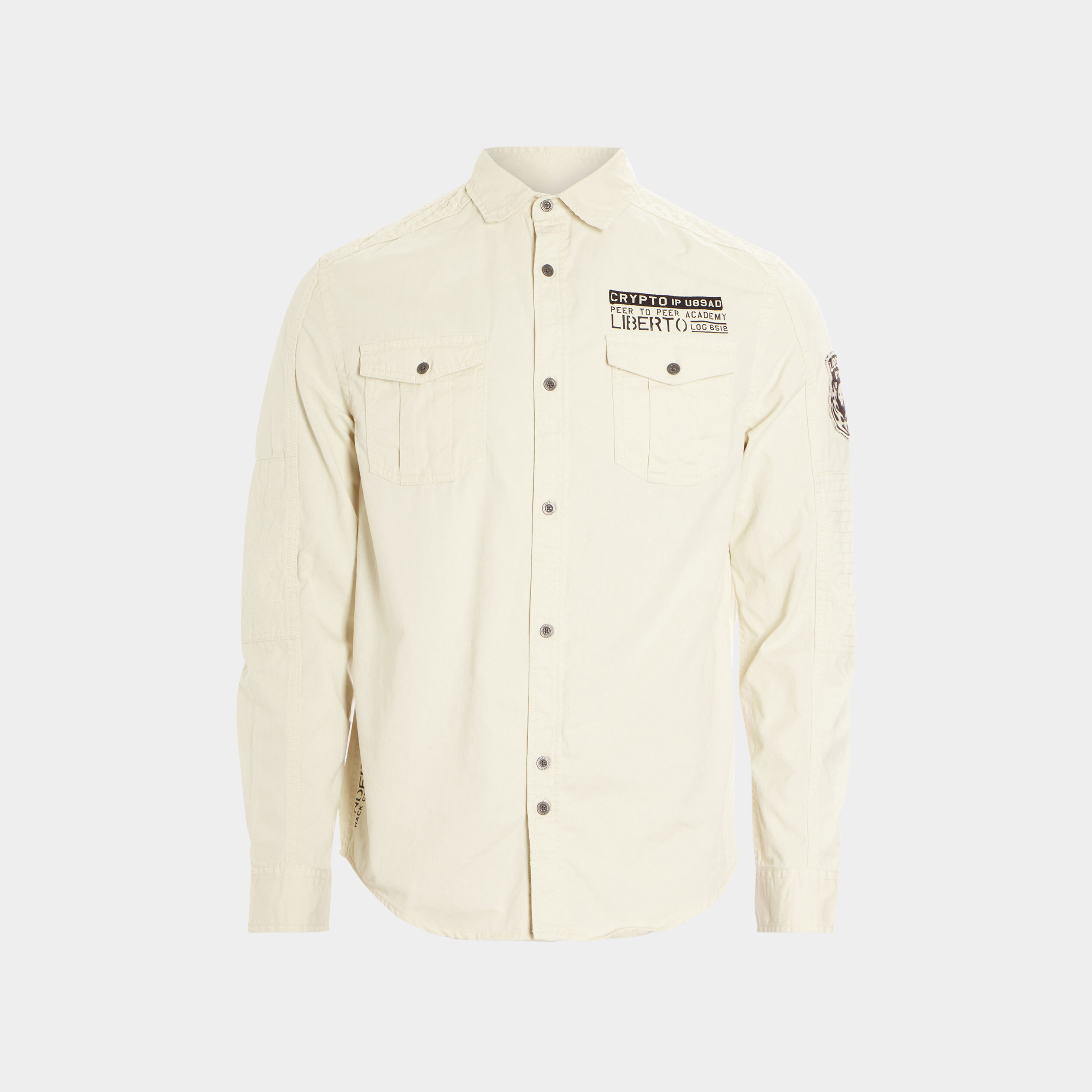 Chemise coton manches longues sable homme | La Halle