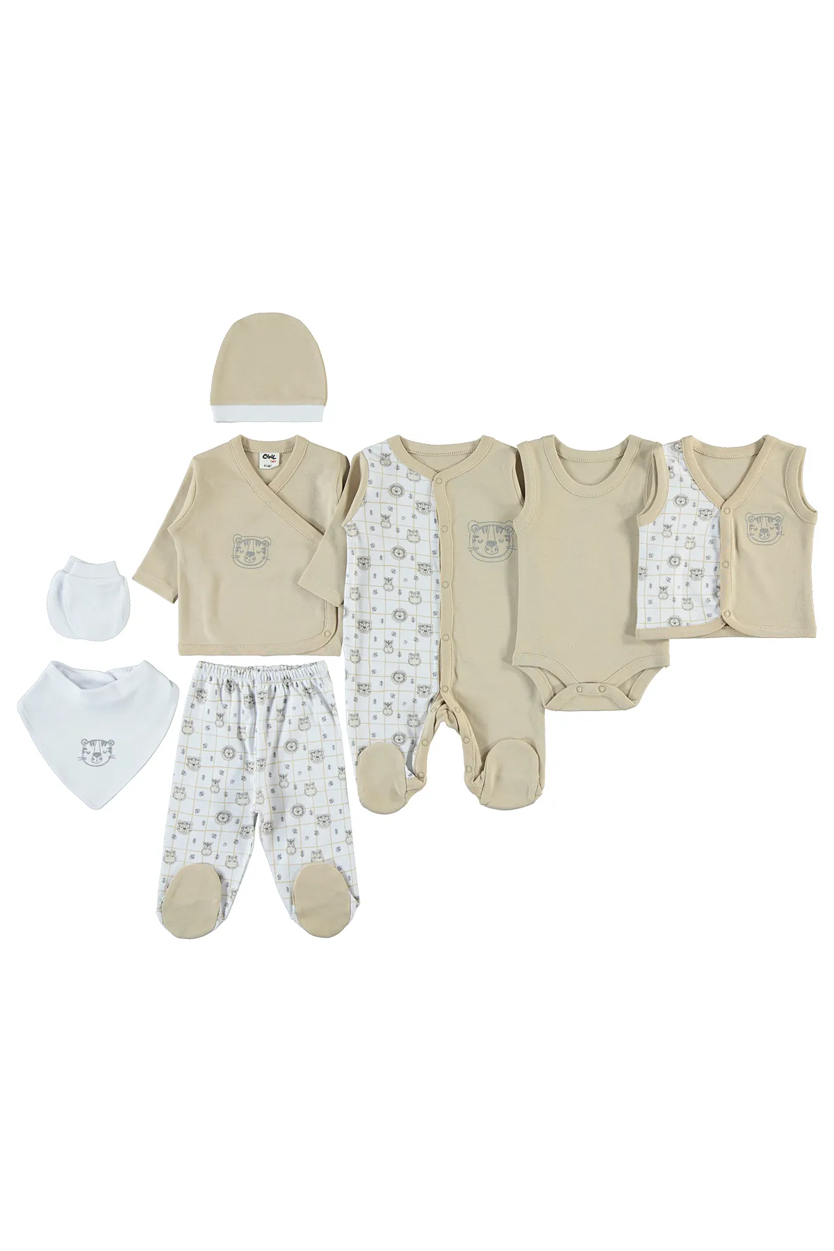 Civil Baby  8-teiliges Body-Set für Babys, Jungen, 0–1 Monat, Beige