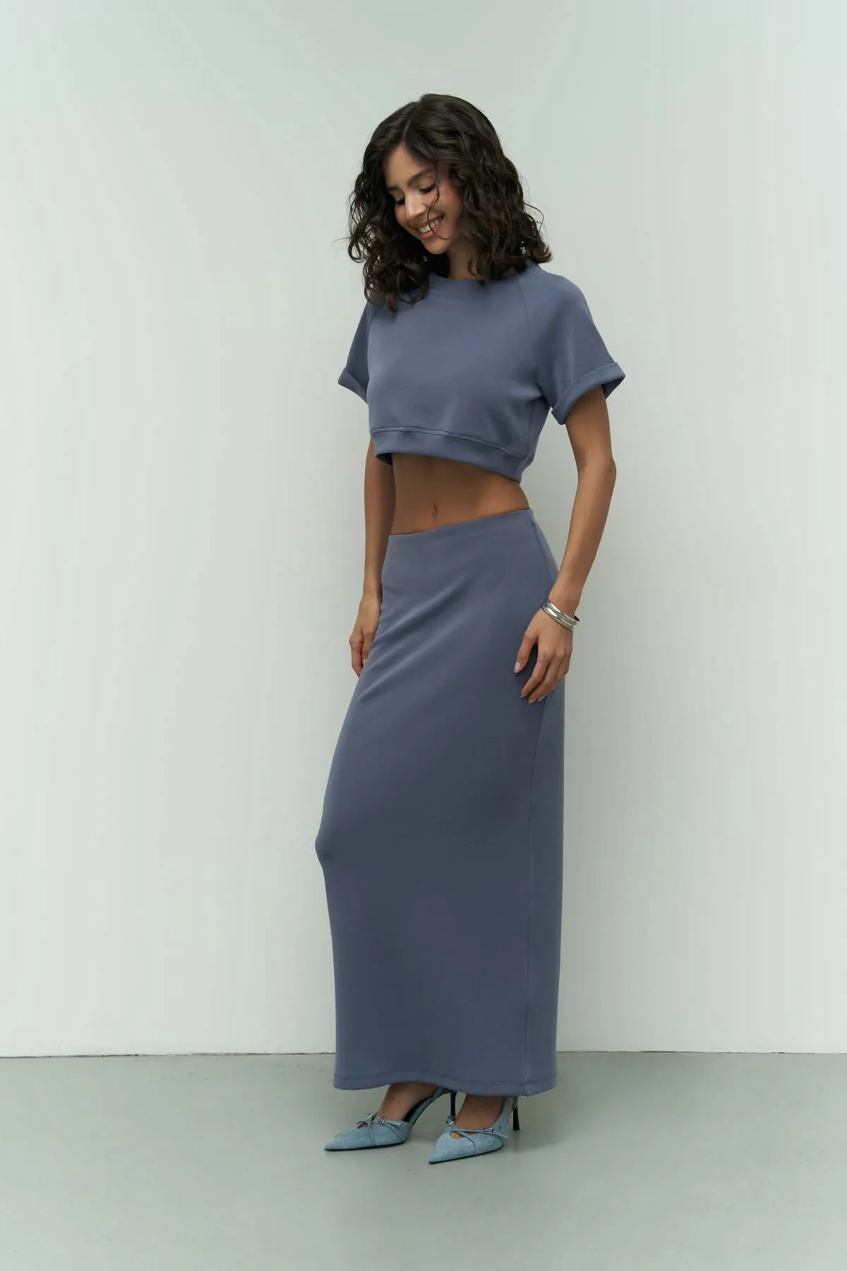 MAİ COLLECTİON  Paloma Indigo Crop Rock Set