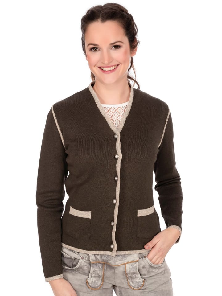 OS-Trachten Strickjacke 457019-0771 in dunkelbraun günstig kaufen
