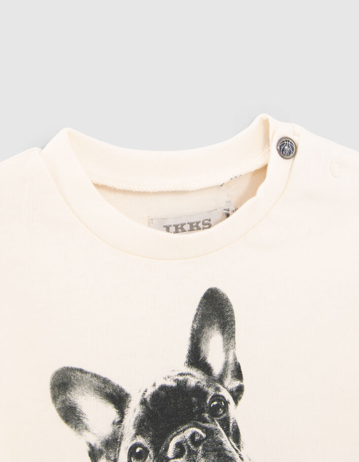 T-shirt écru coton bio visuel chien bébé garçon