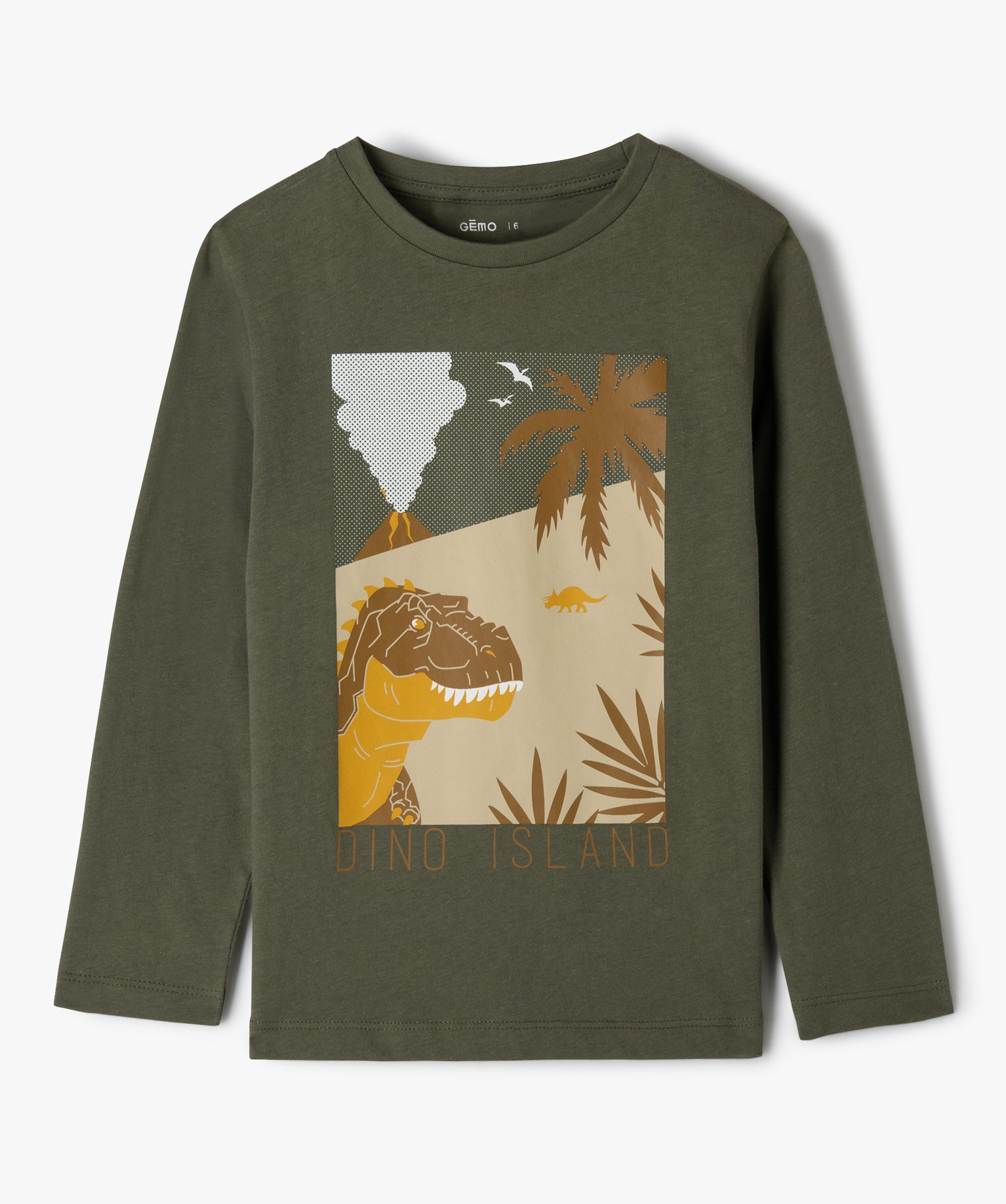 Tee-shirt Garçon à manches longues avec motif kaki | GEMO