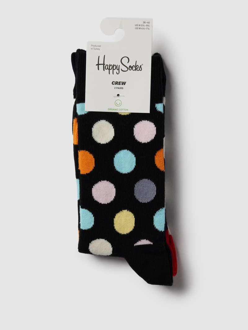 Socken mit Allover-Muster im 2er-Pack Modell 'Big Dot' in schwarz