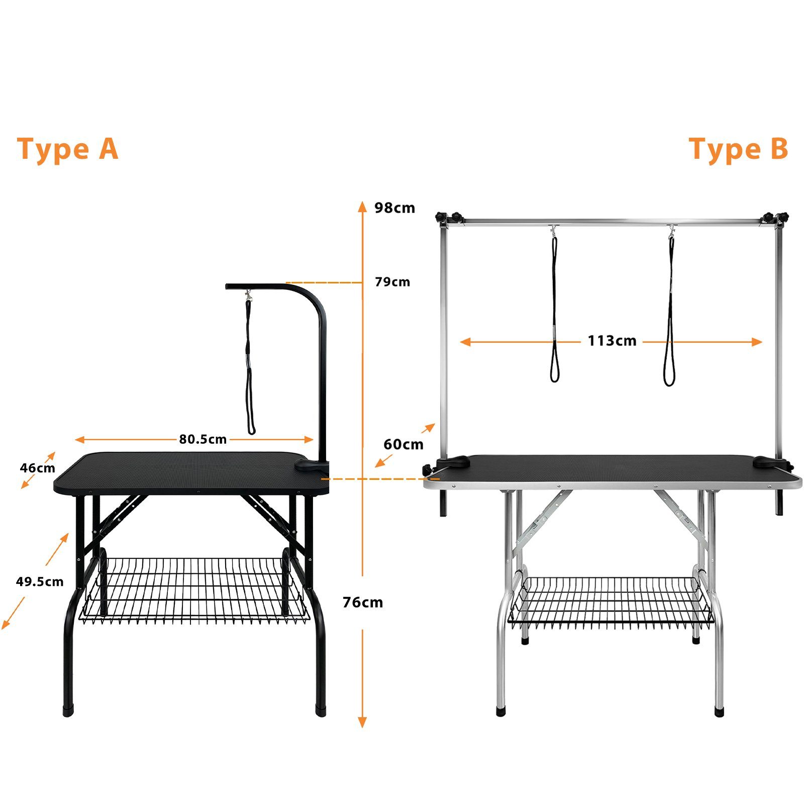 AUFUN Badewannenaufsatz 80x46x76/113x60x76 cm, Trimmtisch für Hunde Stabil