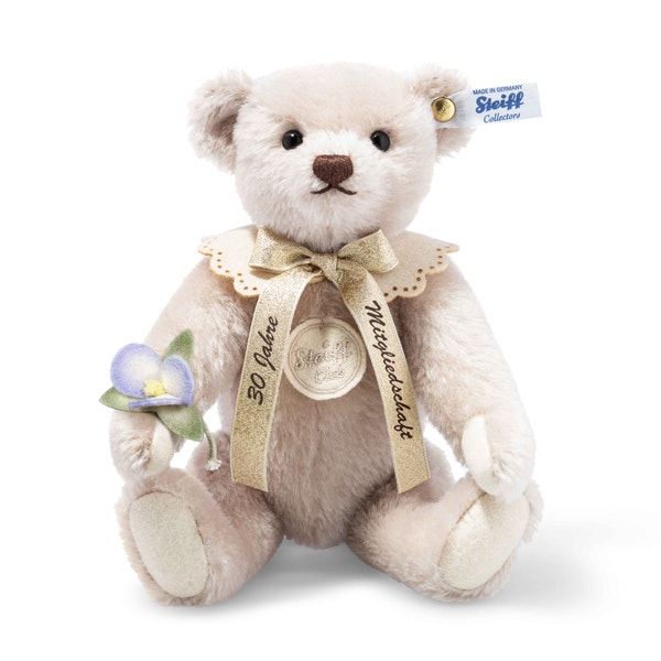 Treue-Teddybär 30 Jahre Club-Mitgliedschaft RMS, 24 cm, hellgrau