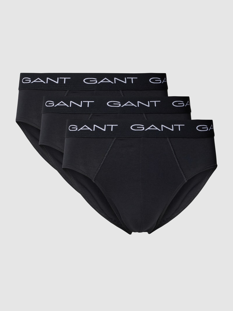 Slip mit elastischem Logo-Bund im 3er-Pack in schwarz