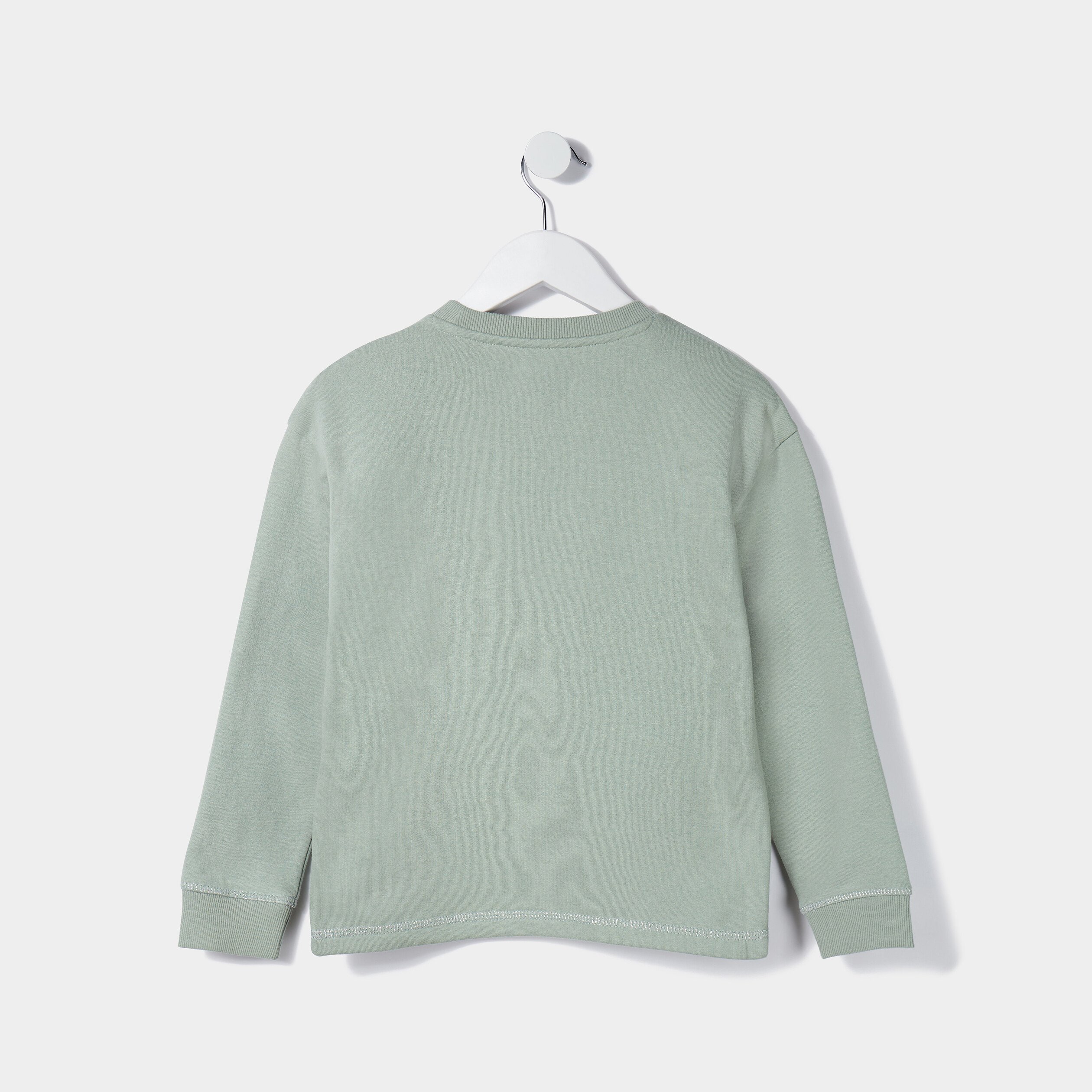Sweat manches longues col rond vert kaki fille | La Halle