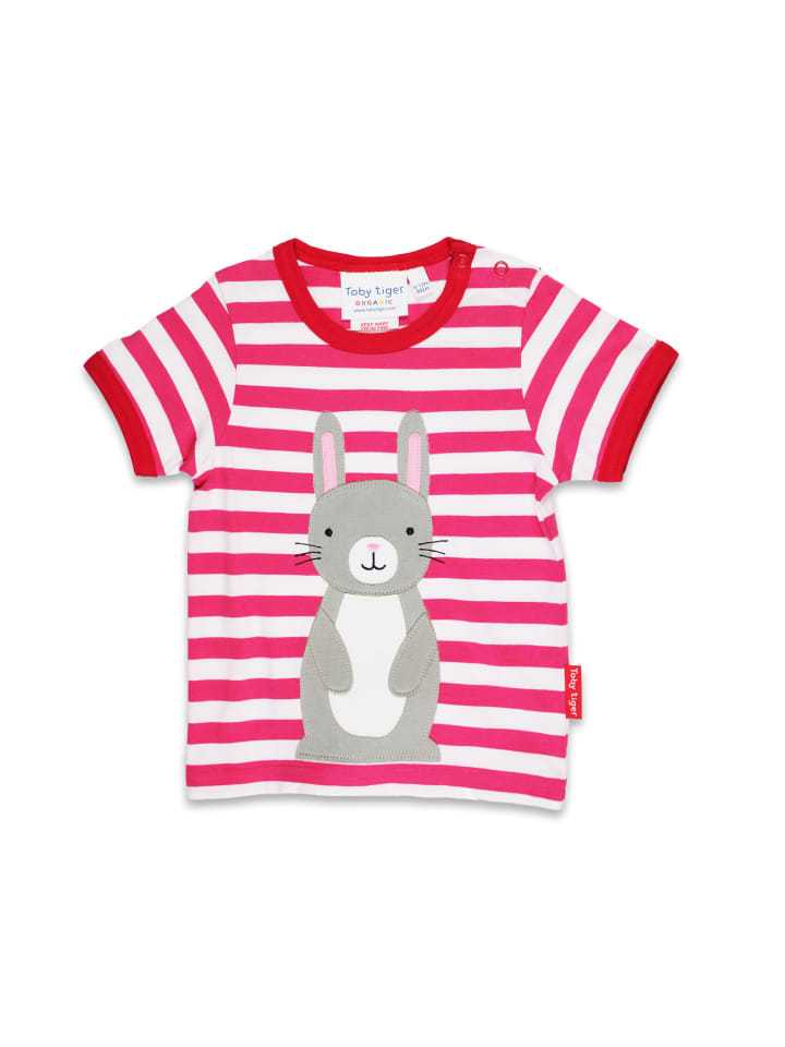 Toby Tiger T-Shirt mit Häschen Applikation in rosa günstig kaufen