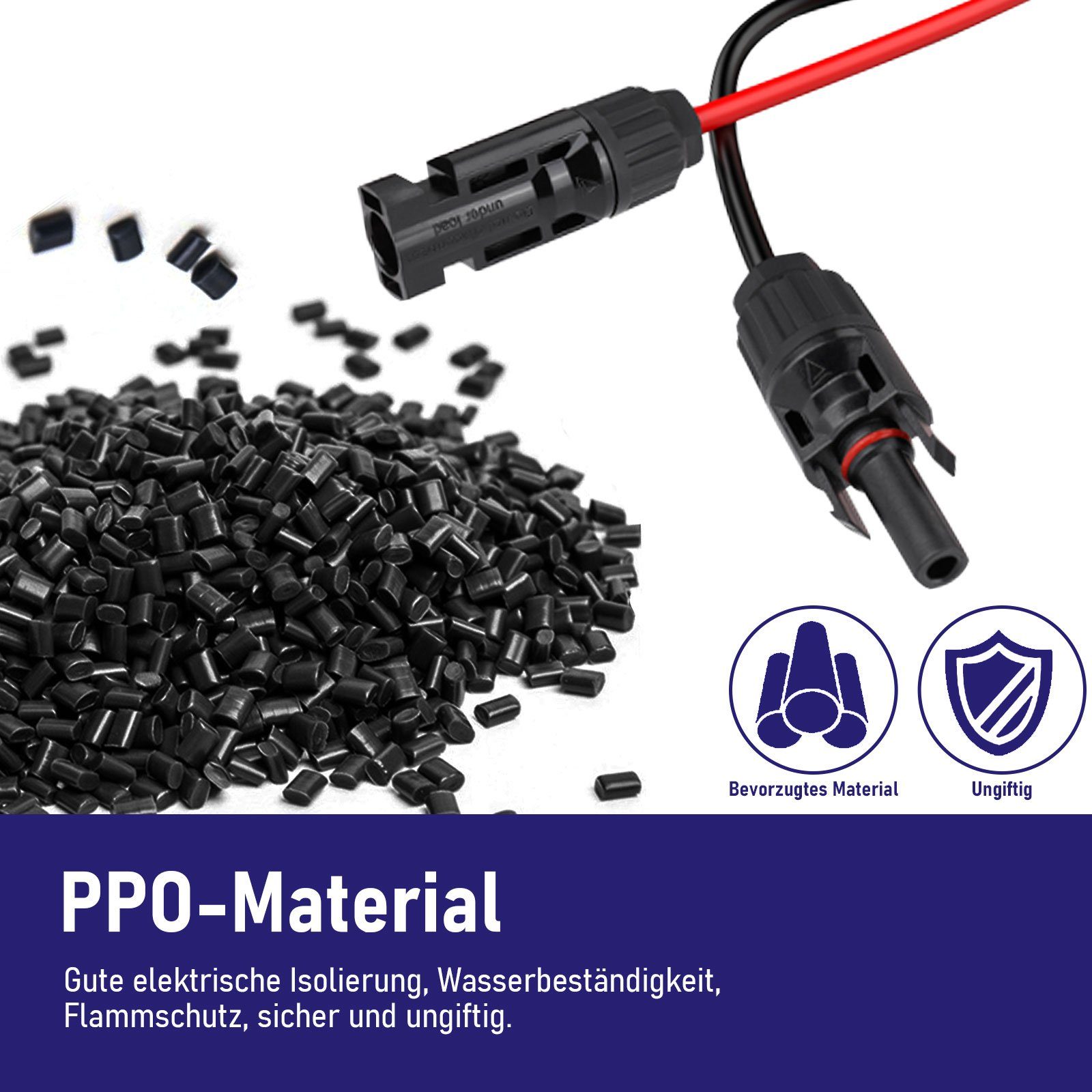 GLIESE Solaranlage 1paar 6mm2 rot + schwarz Solarkabel 32.8-49m mit Stecker, (1 Paar Solarkabel)