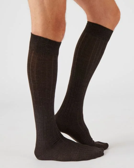 Lot de 2 paires de mi-bas côte Derby 80% laine Mérinos.