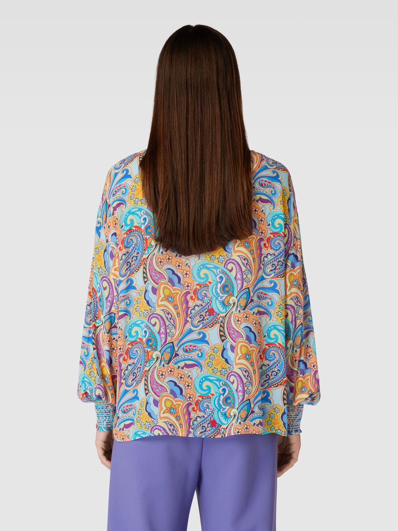 Hemdbluse aus reiner Viskose mit Paisley-Muster in blau