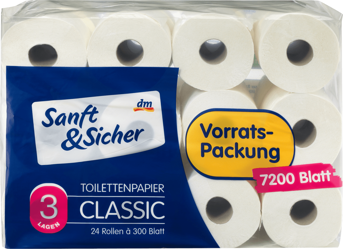 Toilettenpapier Stroh Classic 3-lagig (24x300 Blatt), 24 St