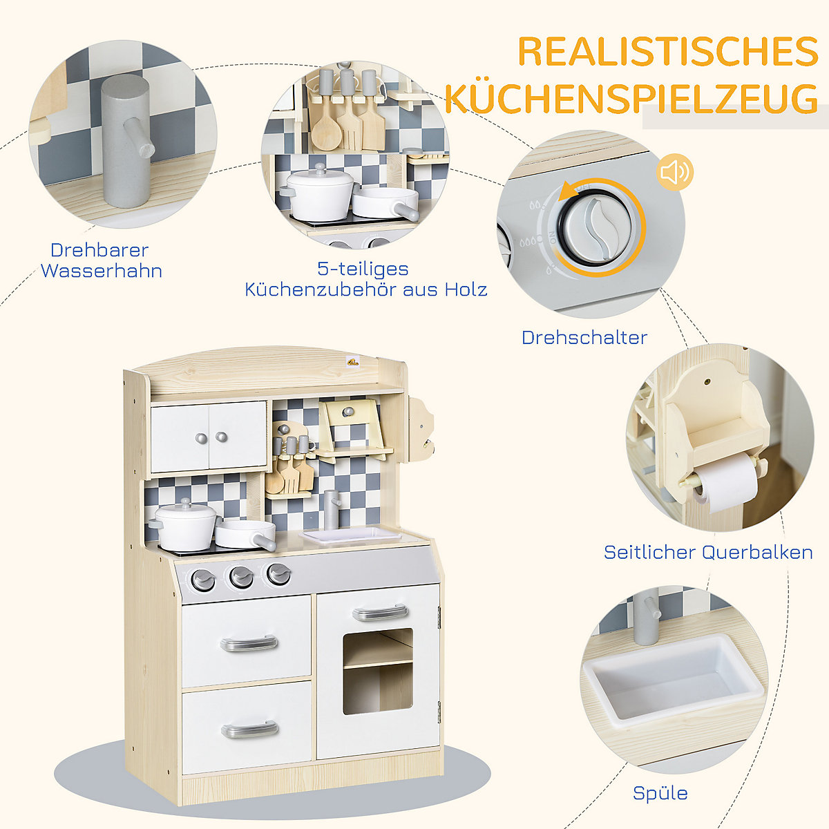 Kinderküchen mit Kochgeschirrzubehör