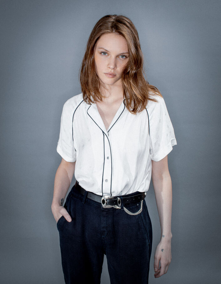 Chemise blanc cassé jacquard motif rock Femme