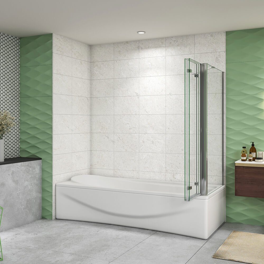 duschspa Badewannenaufsatz Faltwand mit Seitenwand Badewannenaufsatz Duschtrennwand auf Badewanne, Einscheibensicherheitsglas, Sicherheitsglas, (Set), Glas, Breite 130cm