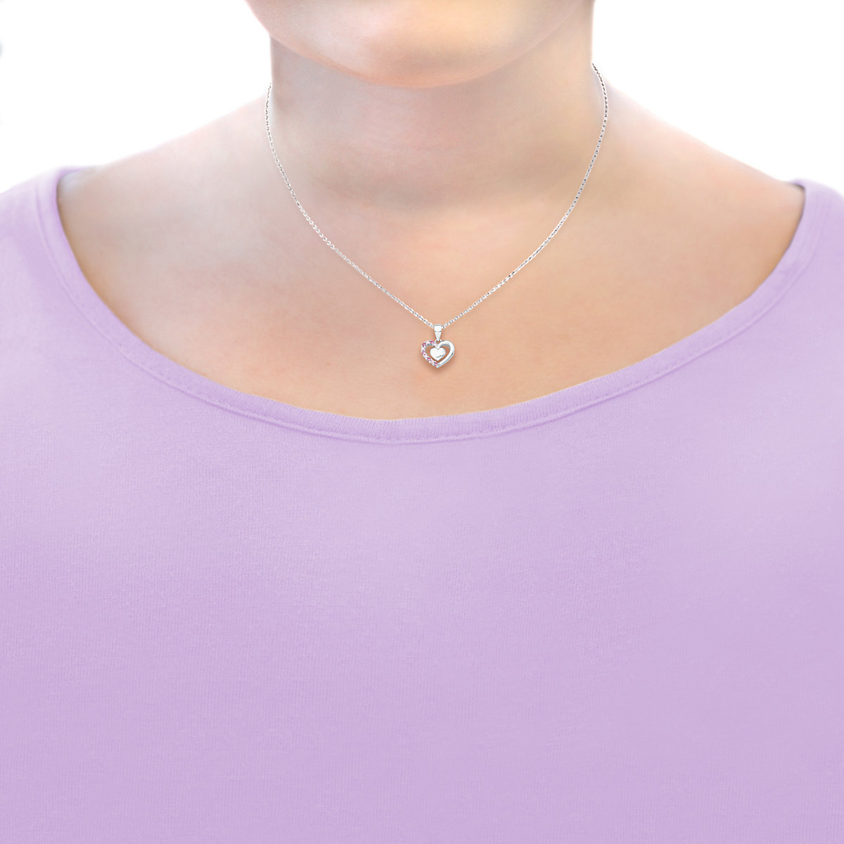 Kette mit Anhänger für Mädchen, 925 Sterling Silber, Zirkonia synth. | Herz Halsketten für Mädchen