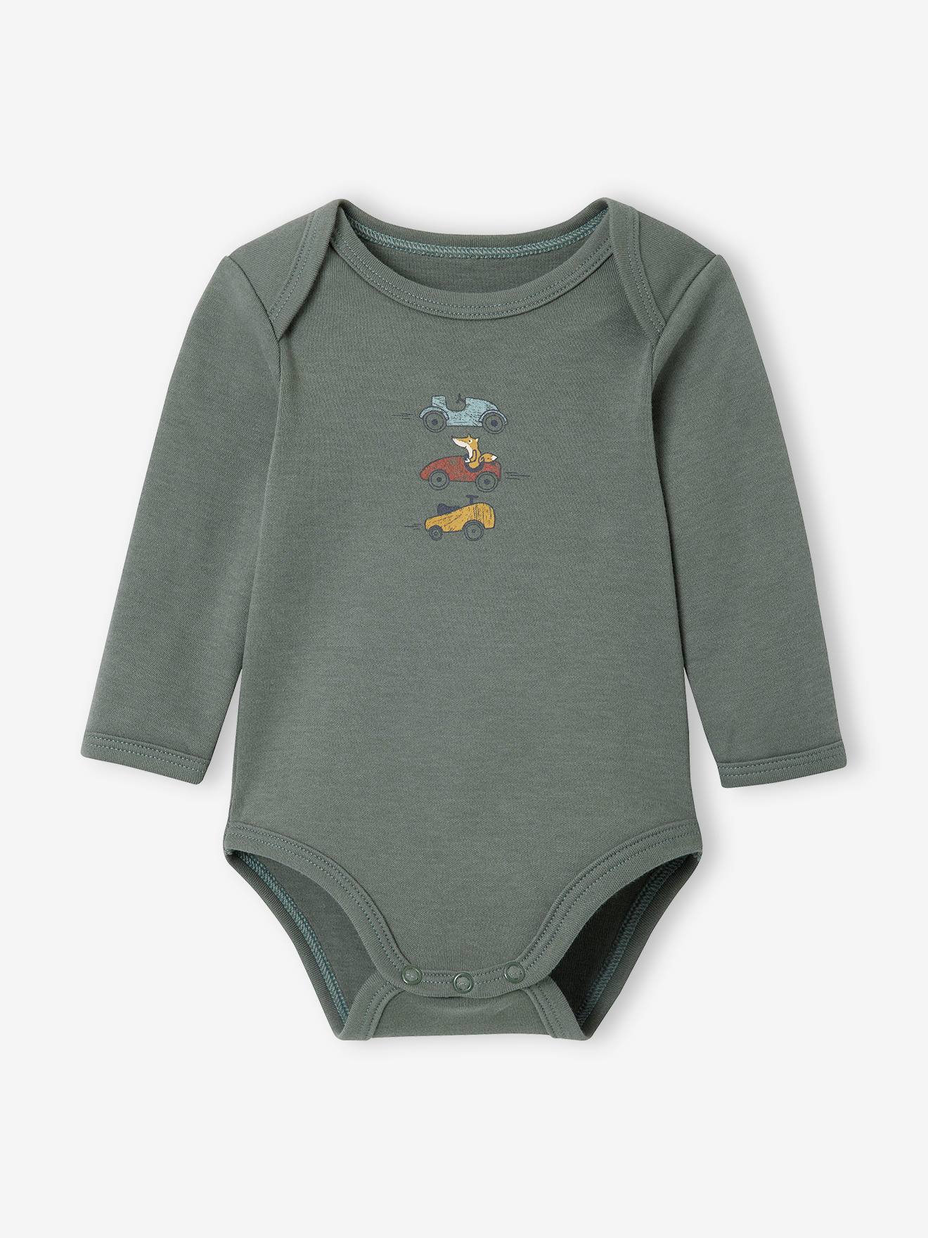 Vertbaudet 3er-Pack Baby Schlupfbodys, lange Ärmel Oeko-Tex - smaragdgrün