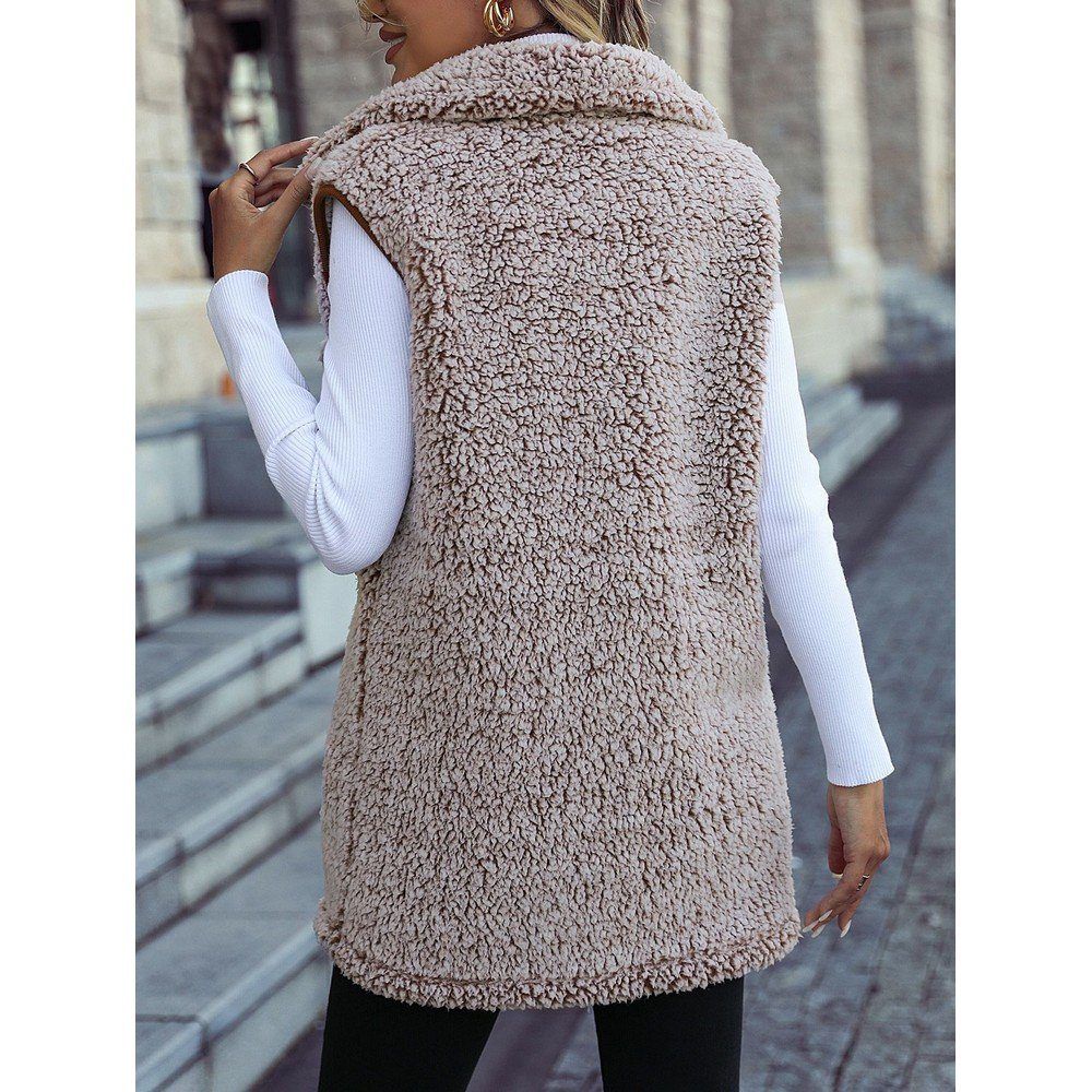 Ronner UG Fleeceweste Damen Winterweste Frauenweste Ärmel lange Weste lässig Casual Cardigan (1-tlg)