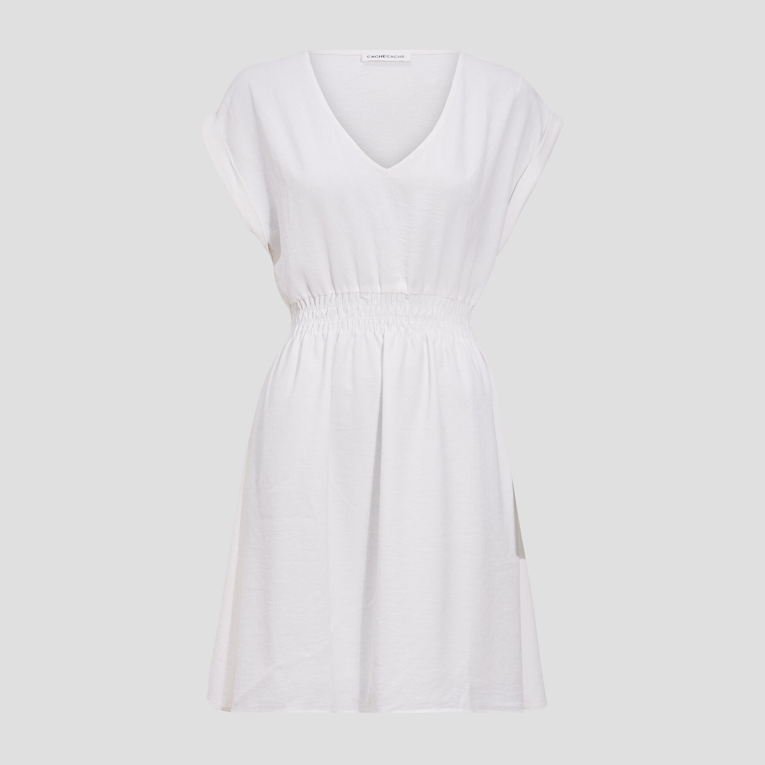 Robe évasée manches courtes ecru femme | Cache Cache