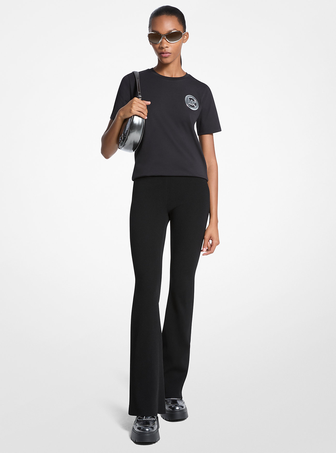 Logo Charm Cotton Jersey T-Shirt - BLACK