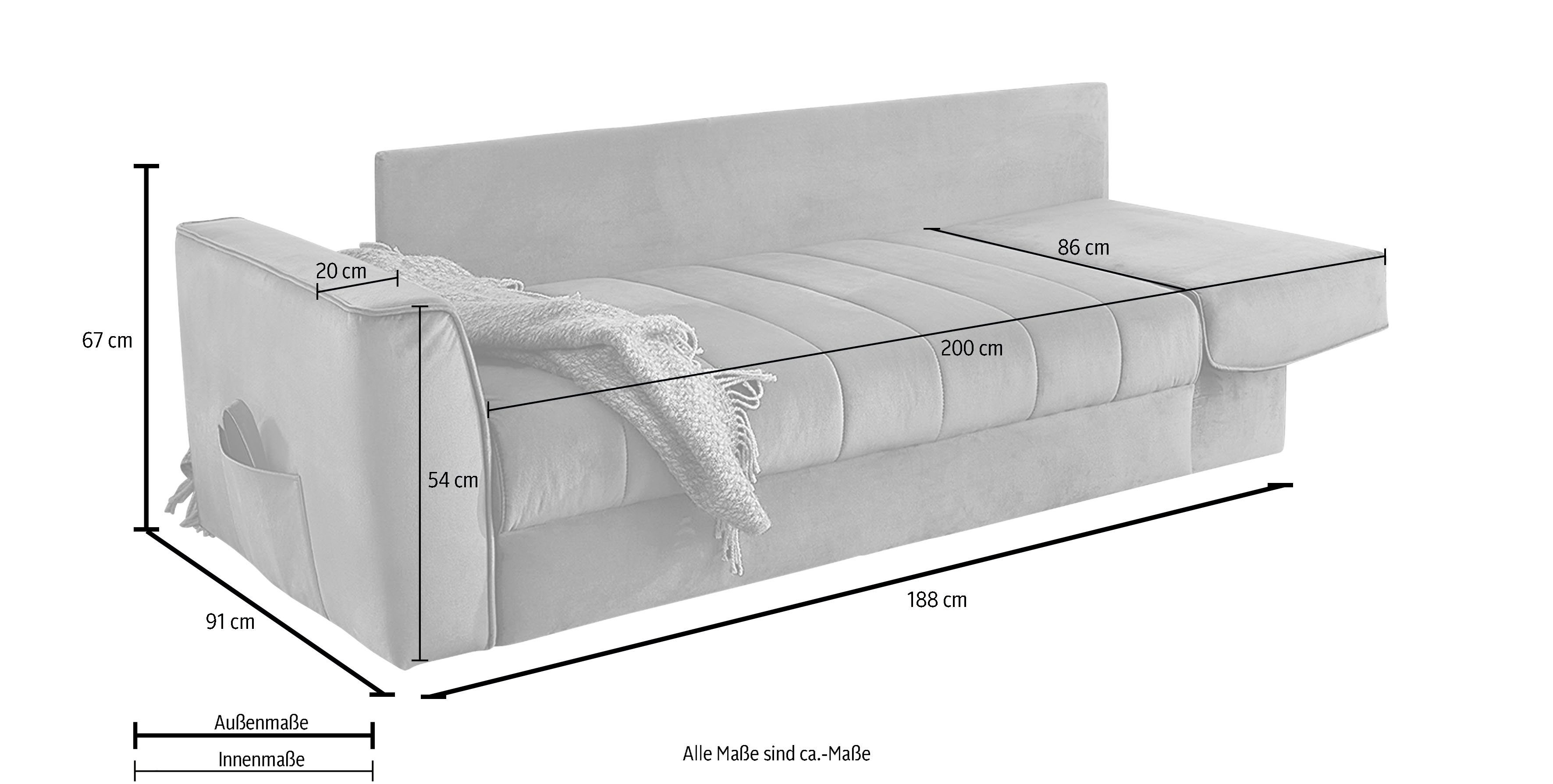Jockenhöfer Gruppe Schlafsofa Rick, Platzsparendes Sofa mit Gästebettfunktion, Federkernpolsterung