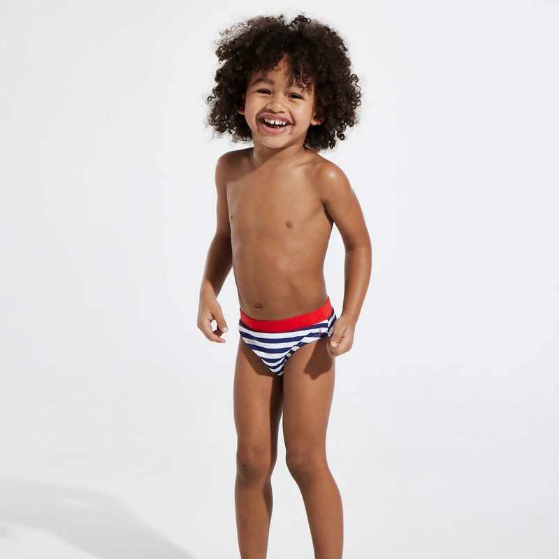 Slip de bain rayé bleu garçon