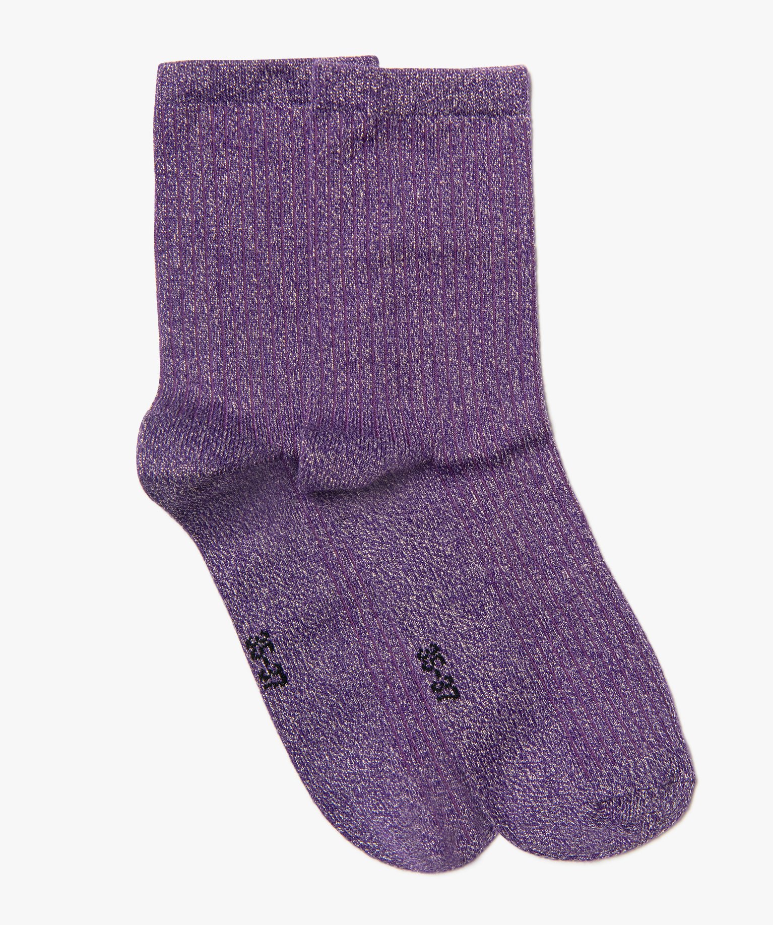 Chaussettes femme unies pailletées violet | GEMO