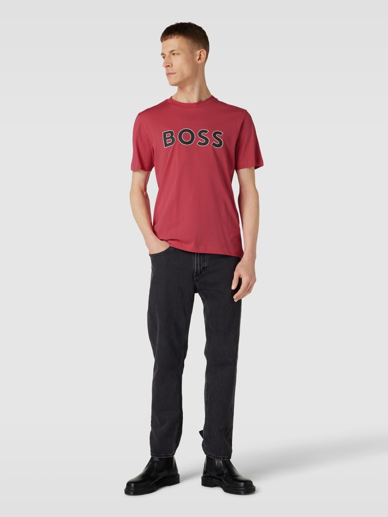 T-Shirt mit Label-Print Modell 'Tee' in pink