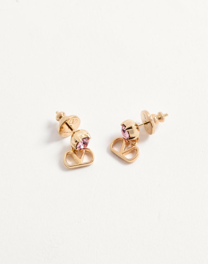 Brincos com a assinatura VLogo em metal e cristais Swarovski®