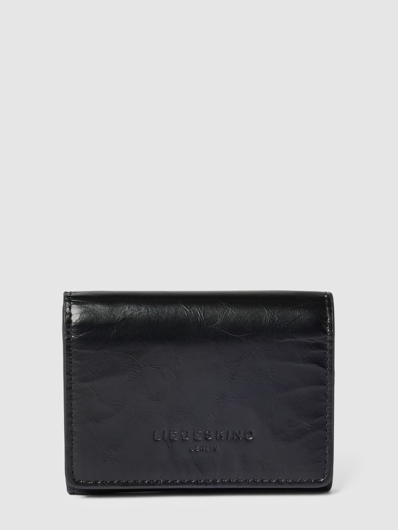 Portemonnaie mit Label-Details Modell 'AISSA' in schwarz
