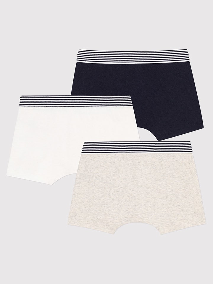 PETIT BATEAU 3er-Set: Boxershorts in Schwarz/ Beige/ Weiß günstig kaufen