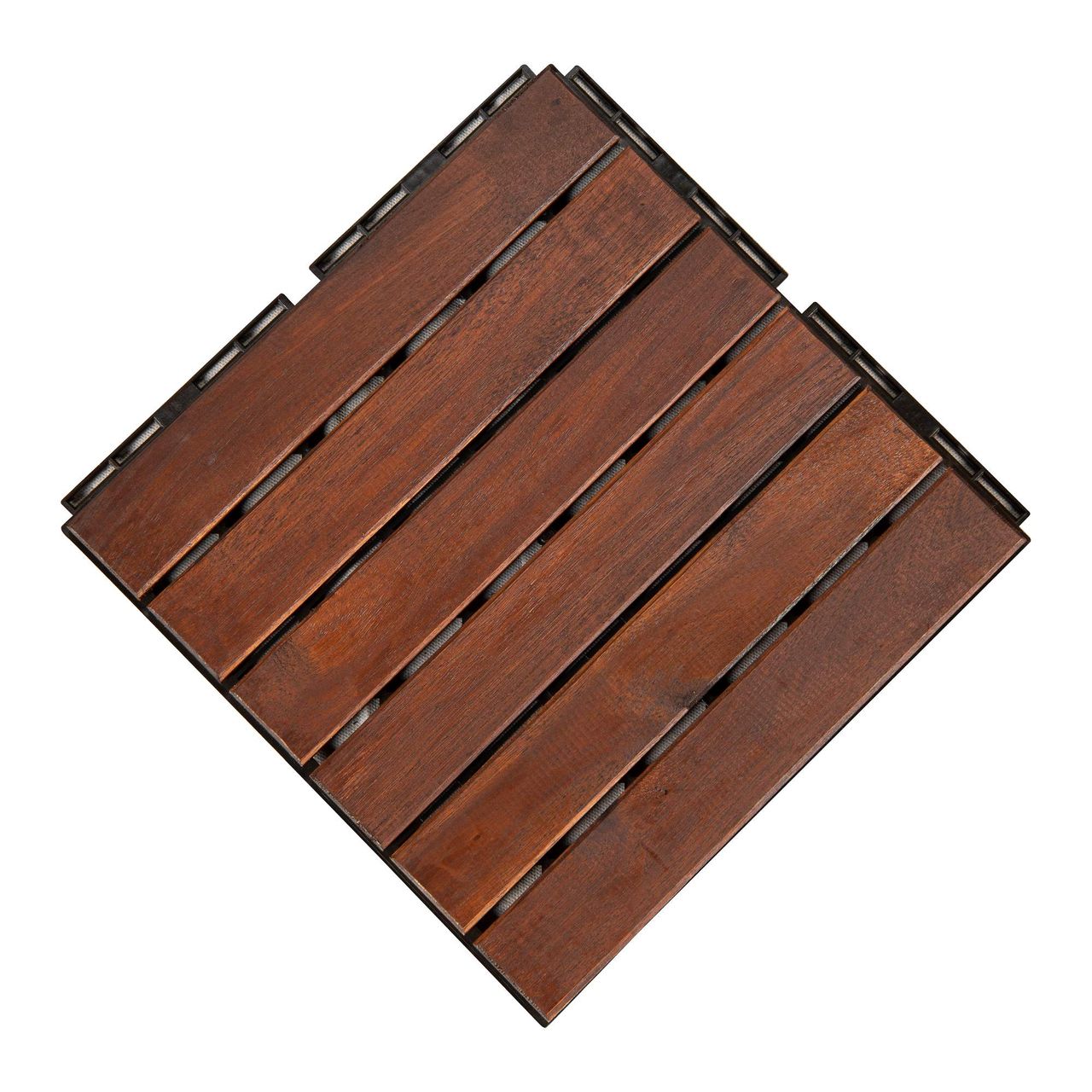 Powertec Garden Massivholz-Klickfliese-/Terrassen fliesen, Outdoor Gartenplatten Klickfliesen-/Wetterfester Bodenbelag für Balkon parallele Optik