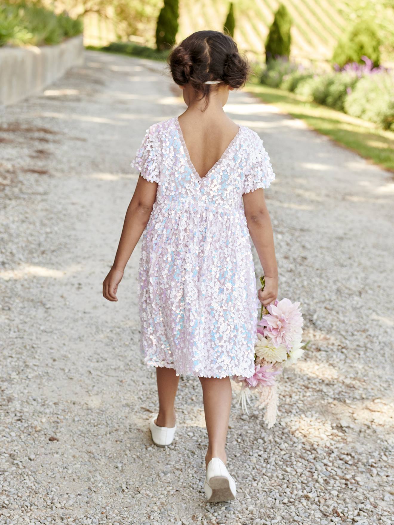 Vertbaudet Festliches Mädchen Kleid mit Pailletten - rosa schimmernd